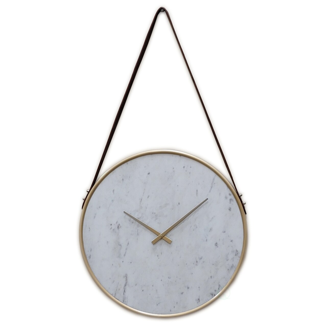 Contemporary Metal Wall Clock 20 Inch Gold Rim Marble Face Silent Movement